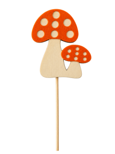 Bijsteker hout Mushroom vilt 7x6cm 12cm