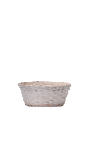 Mand Jakarta bamboe Ø25xH10cm whitewash