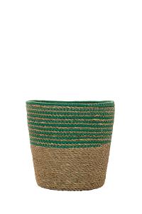 Mand Twill zeegras Ø19xH17cm groen