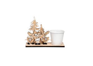 Houten deco Rudy + zink pot ES7 wit