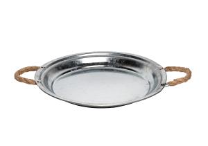 Zink bord Ø29xH2,5cm met jute oren