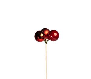 Bijsteker kerstbal Trio 3xØ3cm 12cm rood