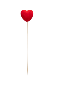  Bijsteker Hart flock 12x5cm 60cm rood