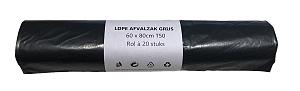 Vuilniszak LDPE 60x80cm 50mu gr 20st/rol