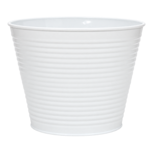 Zink pot rond ribbed Ø16,9xH12,7cm wit