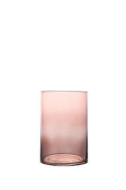 Cilinder Lume glas Ø12xH25cm roze tr