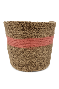 Zeegras mand Ø16xH15cm naturel/roze