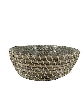 Zeegras mand Ø27xH11cm naturel/wit