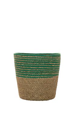 Mand Twill zeegras Ø19xH17cm groen