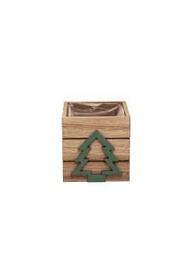 Pot hout Treezy 10x10cm groen