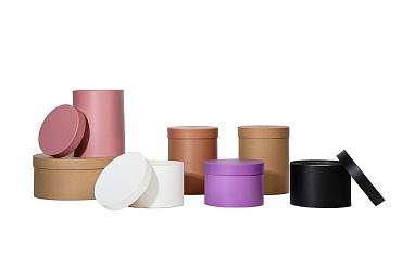 Hoedendoos karton Ø13xH17cm mat zwart