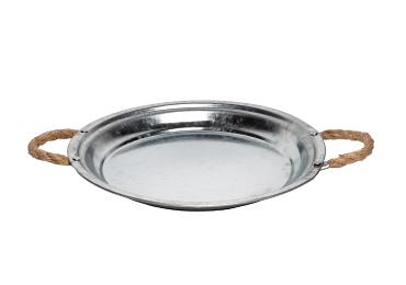 Zink bord Ø29xH2,5cm met jute oren