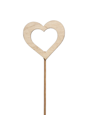 Bijsteker hout Hart 6,5x7cm 50cm naturel