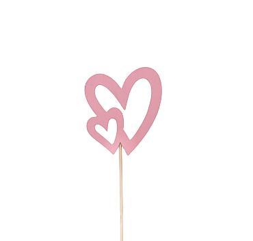 Bijsteker Doubleheart 8x7,5cm 12cm roze