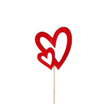 Bijsteker Doubleheart 8x7,5cm 50cm rood