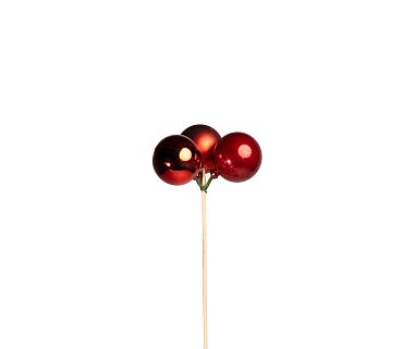 Bijsteker kerstbal Trio 3xØ3cm 12cm rood