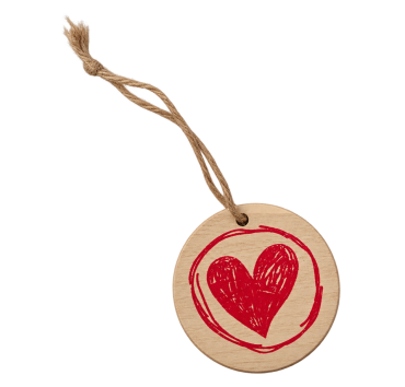 Hanger schijf Heart painted Ø5,5cm rood