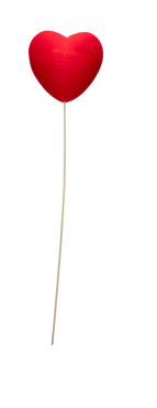 Bijsteker Hart flock 15x8cm 60cm rood