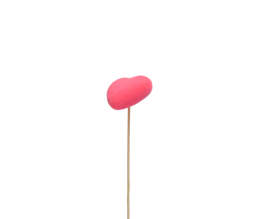 Bijsteker Hart vilt 6x6cm 50cm roze