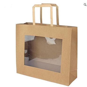 Tas kraft venster 26x12,5xH25cm bruin