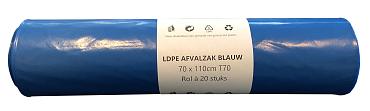 Zak 70x110cm LDPE T70mu blauw-rol 20st