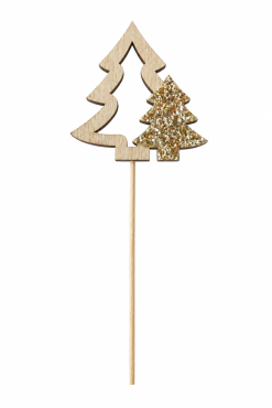 Bijsteker Kerstboom 7x7cm 12cm glitter