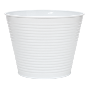 Zink pot rond ribbed Ø16,9xH12,7cm wit
