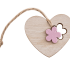 Hanger hart bloem hout 6x7cm roze